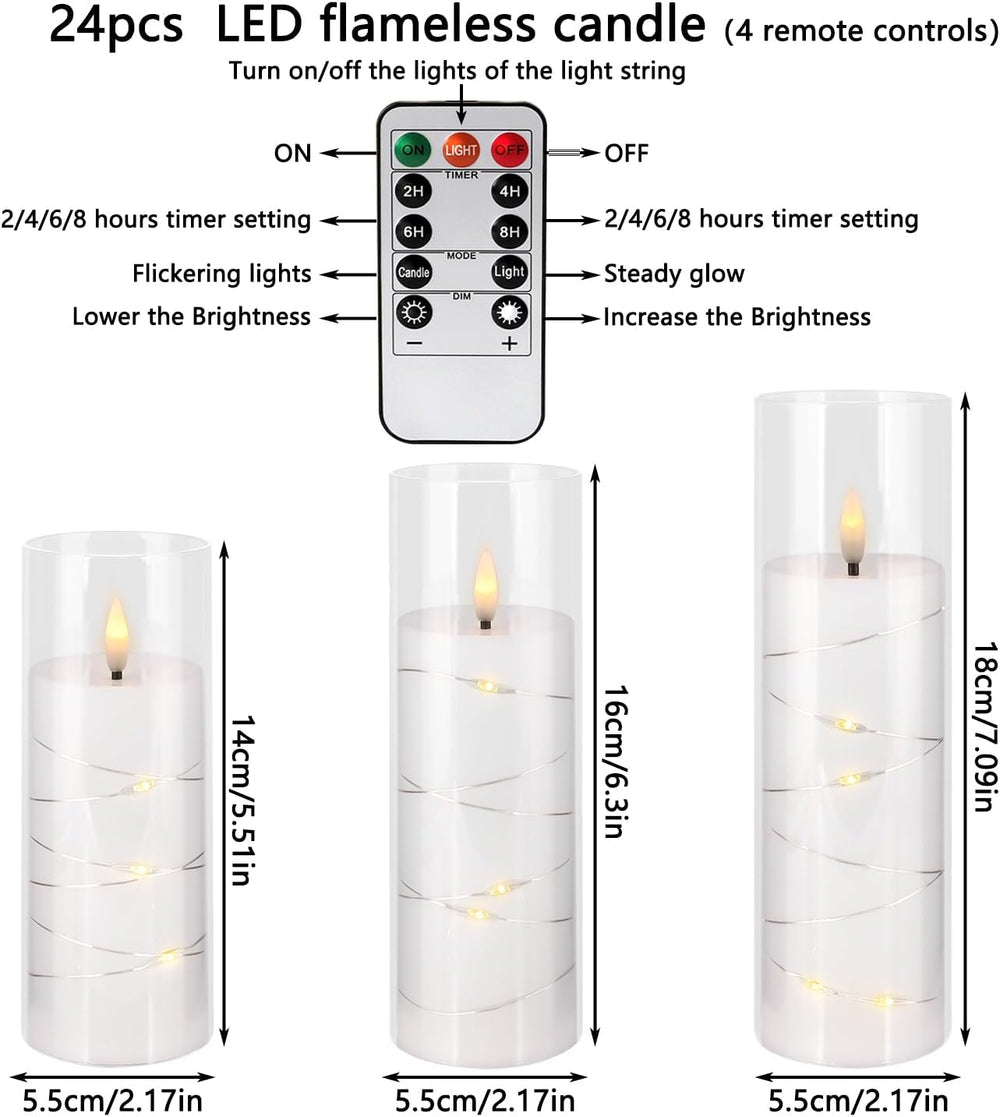 YOROXRG Flickering Flameless Candles Battery Operated with Remote,Led Pillar ...