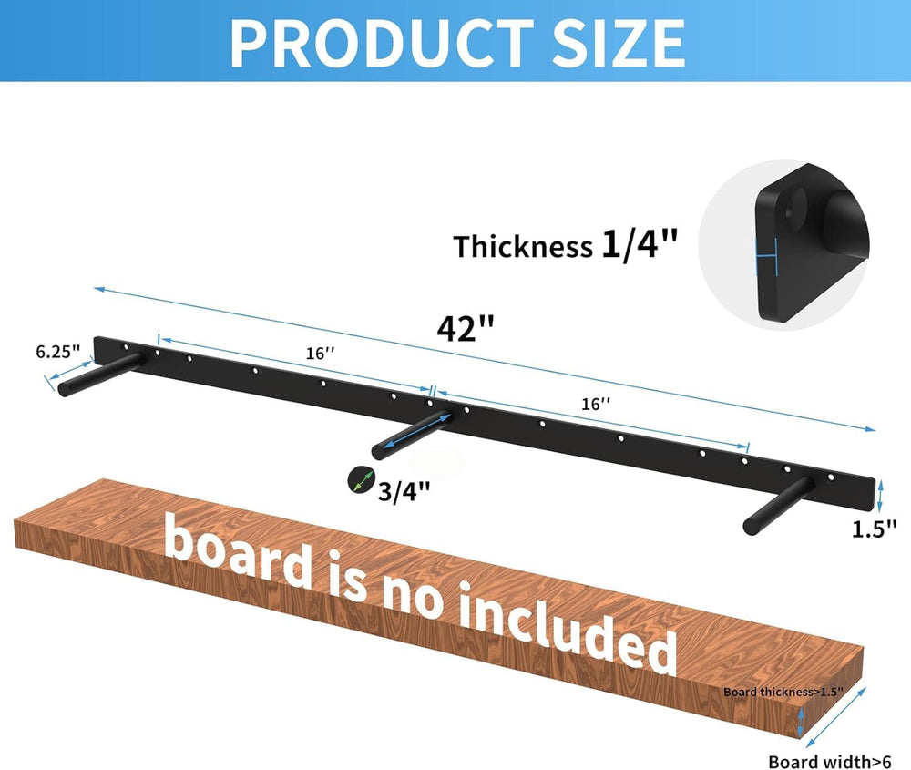 42 Inch Heavy Duty Blind Wall Mount Floating Shelf Bracket - Hidden Shelf Bra...