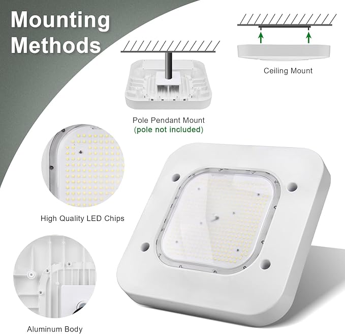 OSTEK 2 Pack LED Gas Station Canopy Light, 150W Carport Ceiling Light 5700K