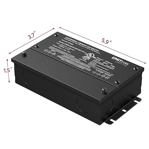 EMITEVER Dimmable Led Driver, 2 Packs 30W AC 110V-277V to DC 24V Transformer
