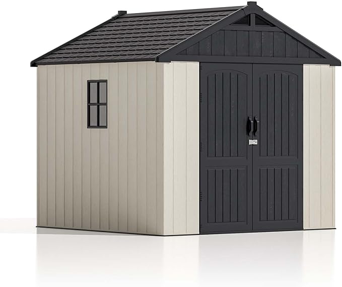 Patiowell 8x8 FT Outdoor Storage Shed, Plastic Shed Resin Garden Tool Shed