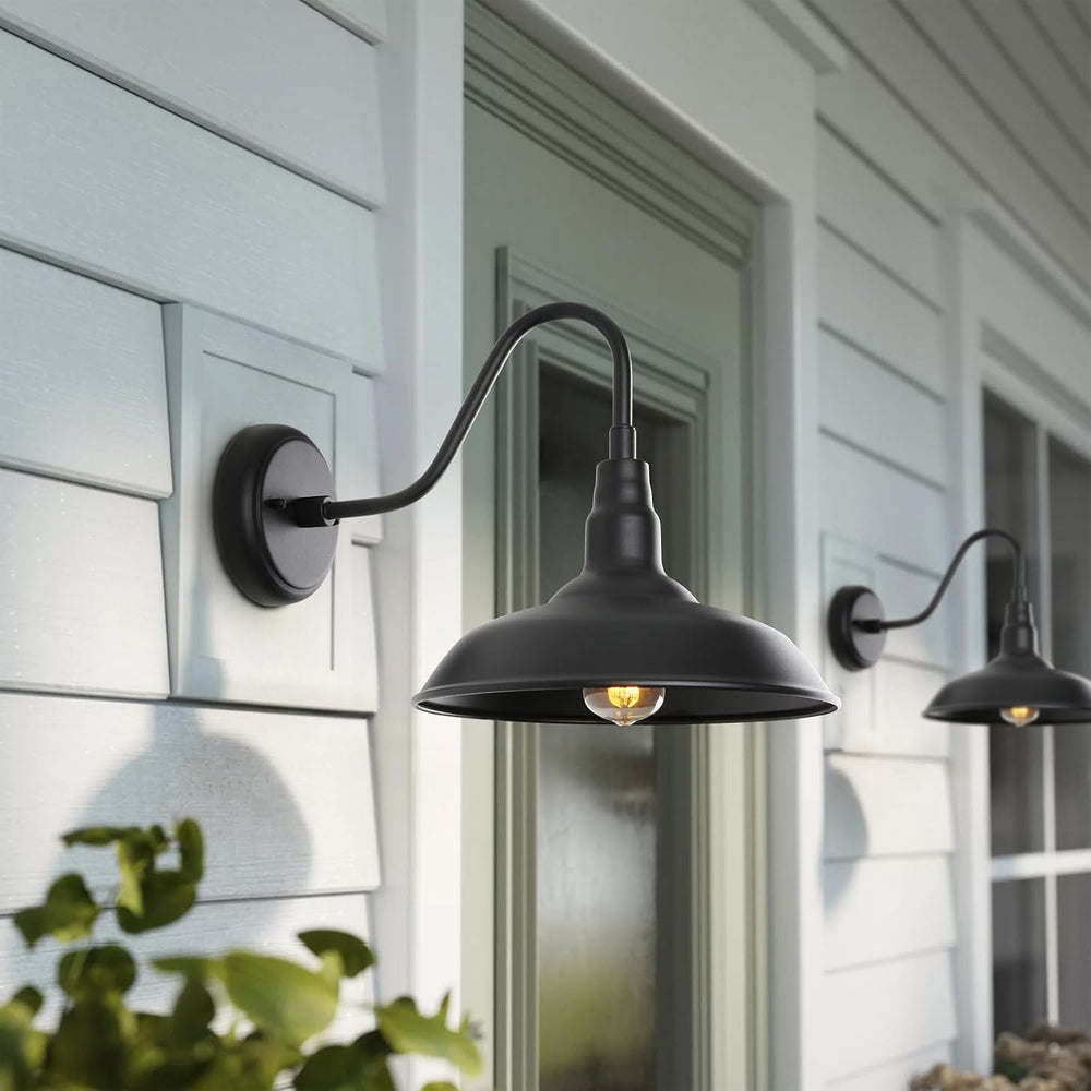 Black Gooseneck Barn Light for Farmhouse 10 Inch Dome Exterior Lights Fixture...