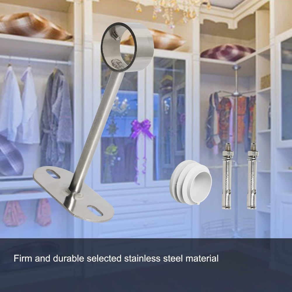 Stainless Steel Curtain Rod Brackets - 32mm / 1-1/4" Ceiling-Mount with ...