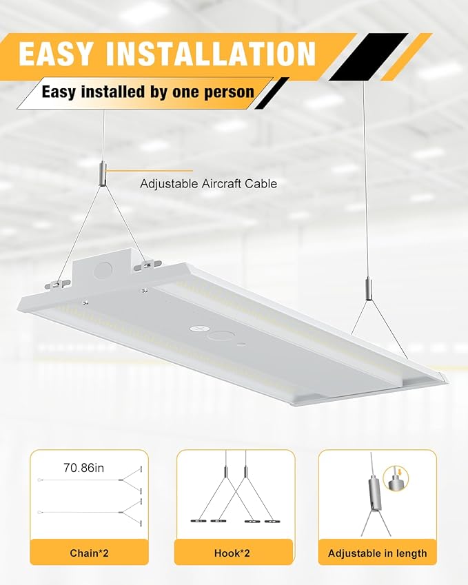 LED Linear High Bay Light, 130W 19500LM High Bay LED Shop Lights, 0-10V