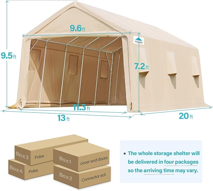 ADVANCE OUTDOOR 13x20 ft Carport 2 Roll up Doors & Vents Outdoor Portable