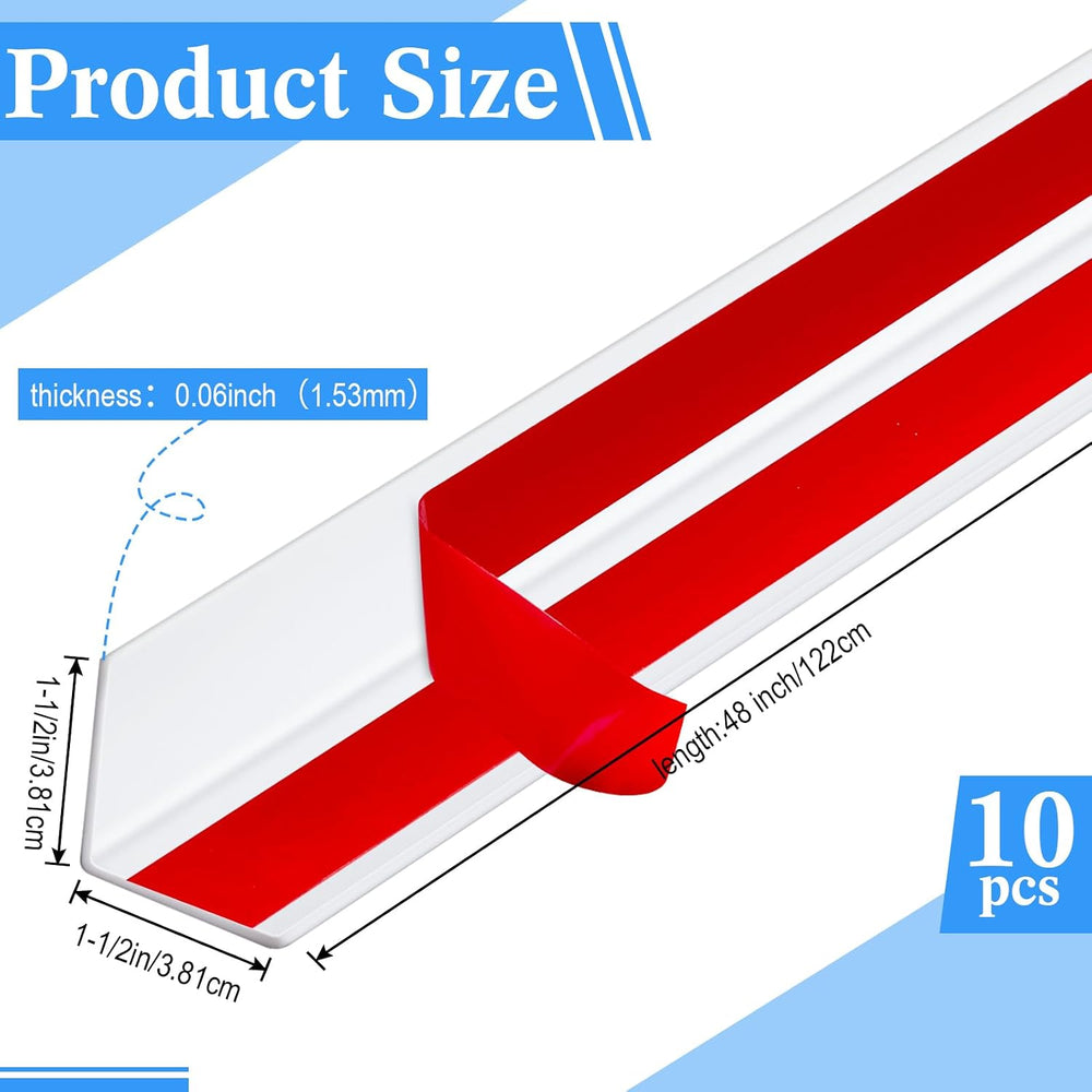 Sasylvia 10 Pcs 1-1/2 x 48 Inches Wall Corner Protector Guards Bulk, White