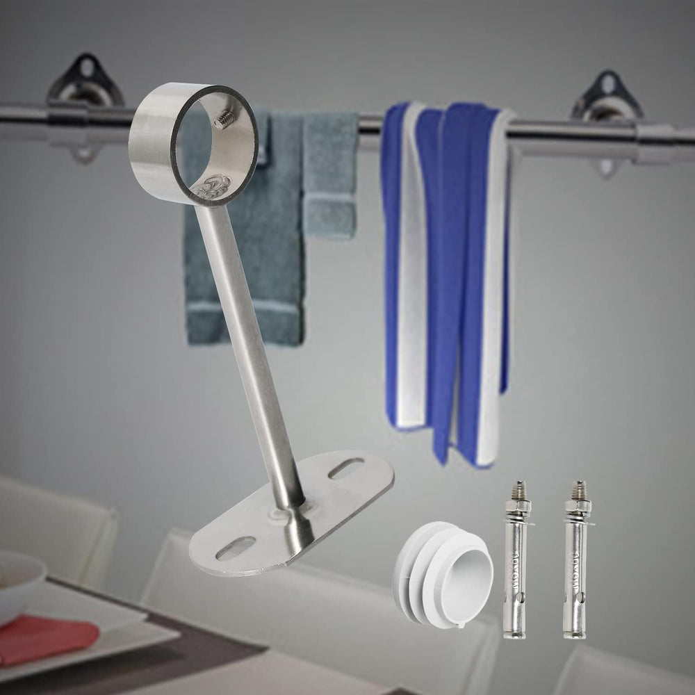 Stainless Steel Curtain Rod Brackets - 32mm / 1-1/4" Ceiling-Mount with ...