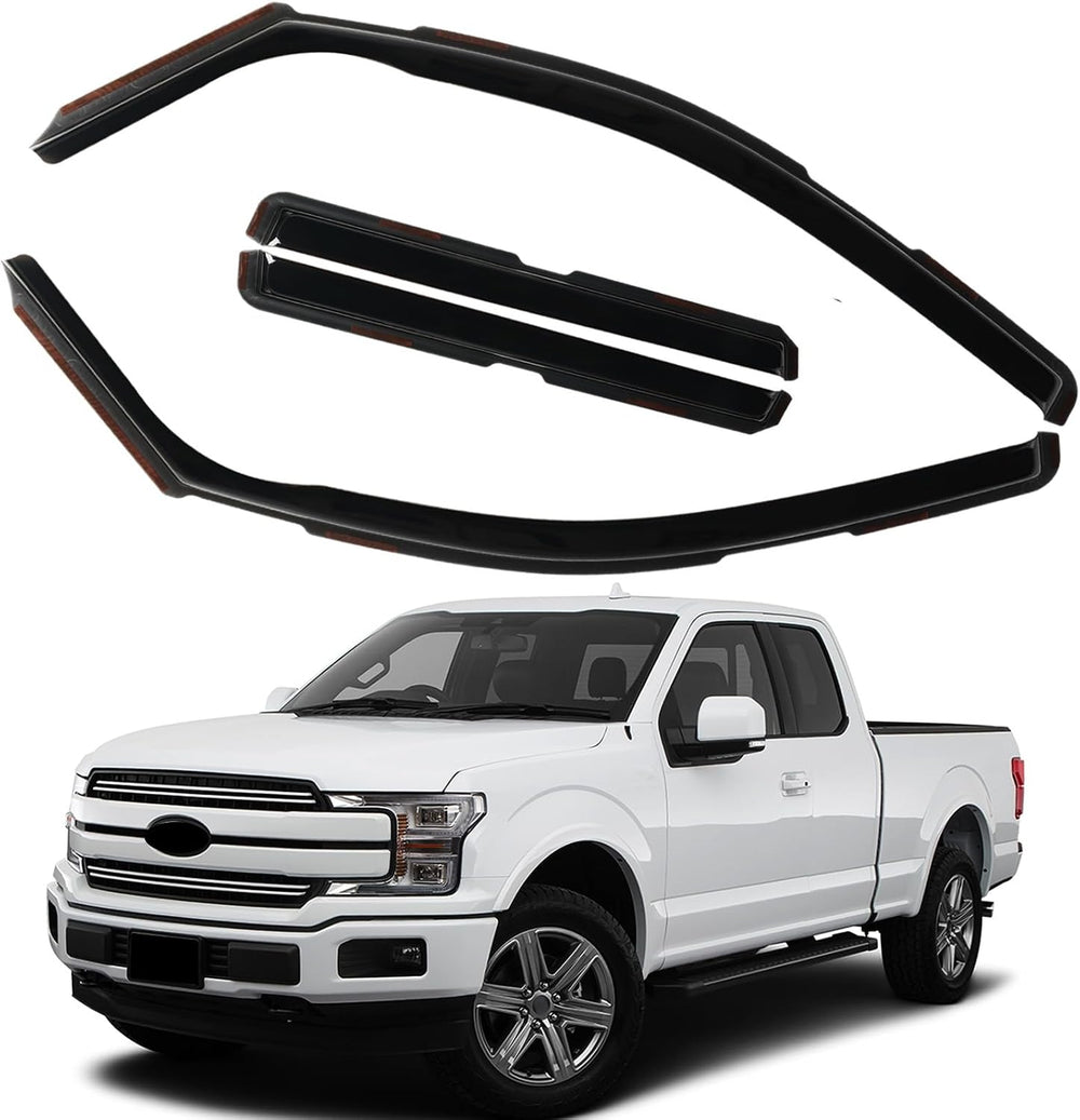 in Channel Rain Guards Fit for 2015-2020 Ford F150 Super Cab, 17-20 F150 Raptor