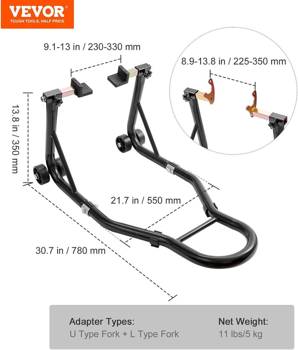 vevor Motorcycle Stand Lift 850lbs Front Rear Combo Stand Lift Stand Front Wh...