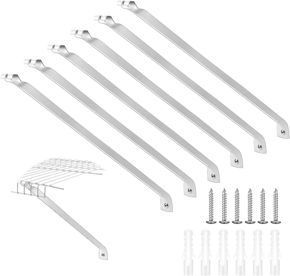 6 Pcs Wire Shelf Support Brackets, 20.5 Inch Wide Closet Shelving