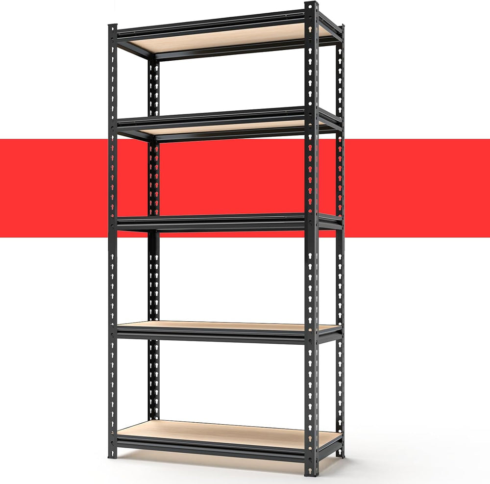 5-Tier Adjustable Metal Storage Shelves Heavy Duty Garage Shelving, Basement ...