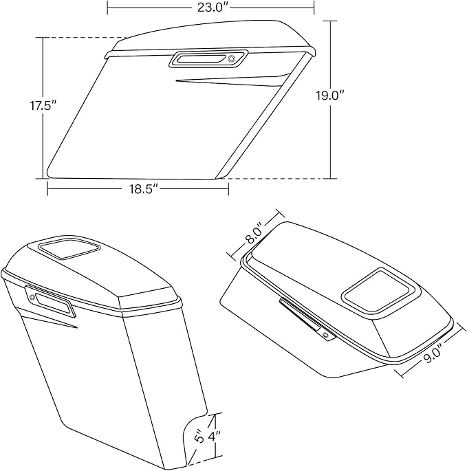 XFMT Motorcycle 5" Stretched Hard Saddlebags W/ 6 x 9 Inches Speaker Lids