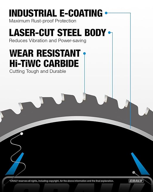 CRALY 10 Inch 50 Teeth Steel and Ferrous Metal Cutting Circular Saw Blade