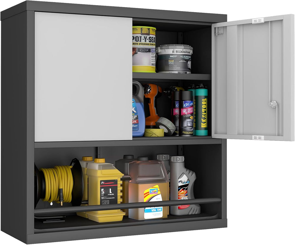 Metal Wall Cabinet, Steel Floating Hanging Storage Cabinet with Locking Doors...