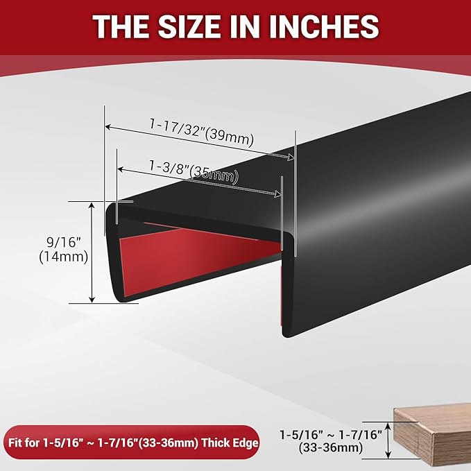 Rubber Edge Trim, Flexible Self-Adhesive U Shaped Peel and Stick Edge Banding
