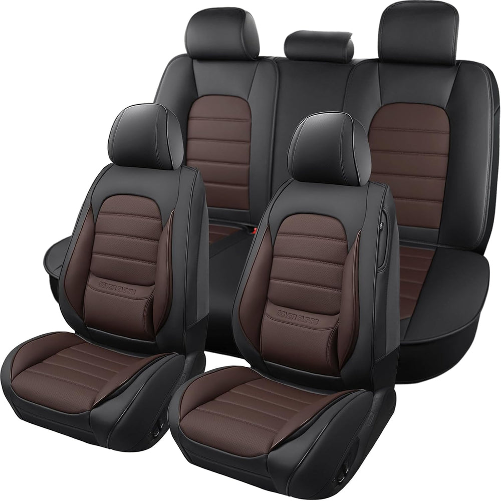 Car Seat Covers Full Set, 5 Seats Universal Leather Seat Covers for Cars, Wat...