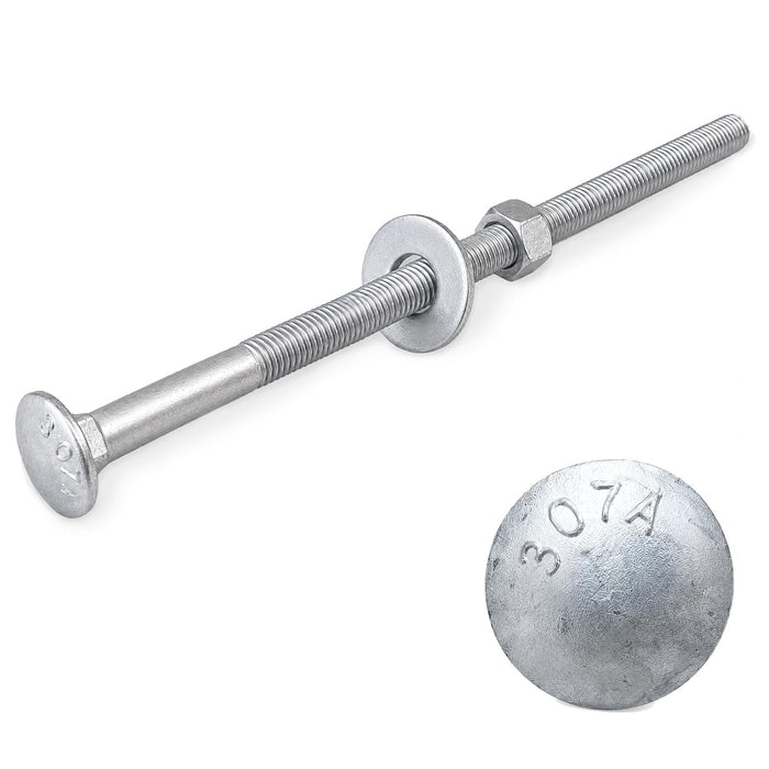 3/8" x 8" Carriage Bolt Kit 50 Pack, Grade 307A, Hot Dip Galvanized Carriage Bolt Set, Rust Resistance, Includes Hex Nuts & Flat Washers