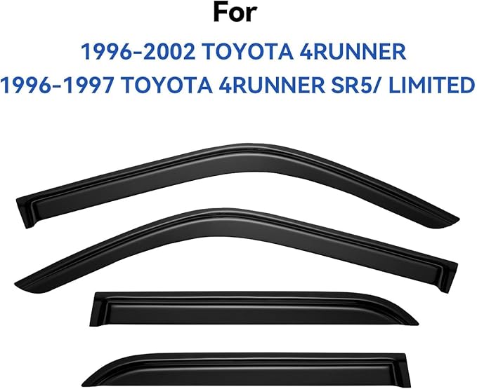Window Visors Rain Guards for 1996-2002 Toyota 4Runner, Out-Channel Window Vent