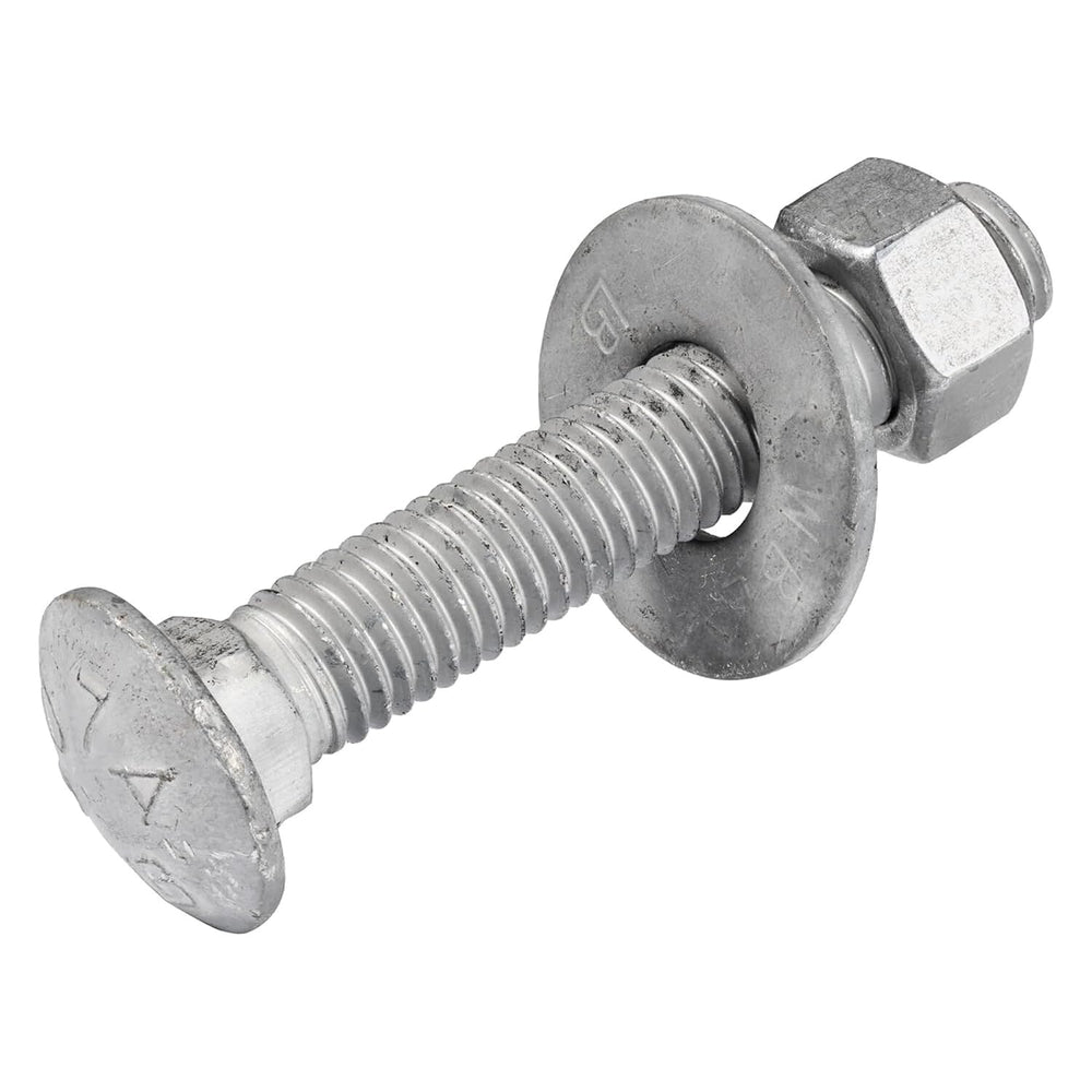 3/8" x 3" (50 Pack) Galvanized Carriage Bolt Kit, Grade 307A, Hot D...