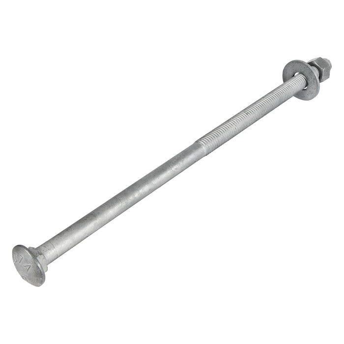 1/2" x 14" (25 Pack) Galvanized Carriage Bolt Kit Grade 307A Includes 1/2" USS Flat Washers (25 pcs) and 1/2"-13 Hex Nuts (25 pcs), Hot Dip Galvanized for Exterior Use by Makers Bolt