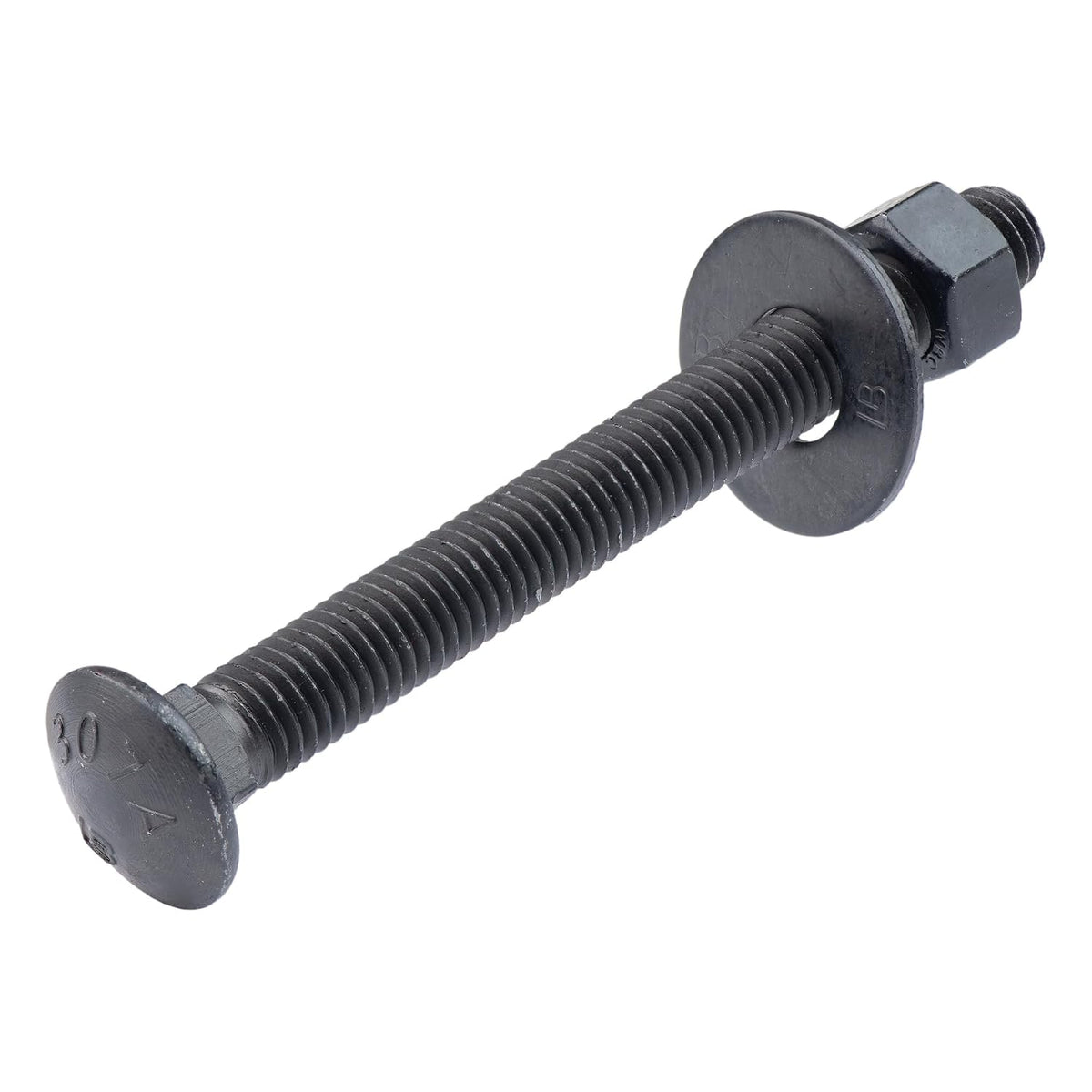 1/2 in. x 5 in. Black Carriage Bolt Kit Includes 12 Bolts, 12 Washers, and 12 Nuts, Ceramic Black Ruspert Coated for Exterior Use - 2X Rust Resistance of Galvanized by Makers Bolt