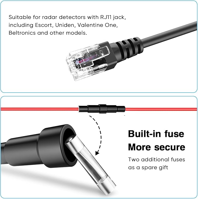 Radar Detector Rearview Mirror Rod Mounting Bracket and Radar Direct Power Cord