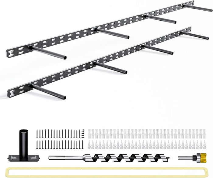 2pcs Floating Shelf Bracket Heavy Duty,Decorative Floating Shelf Hardware Hidden Black Metal Fireplace Mantel Brackets (43"X8"X1.0" with Tools)