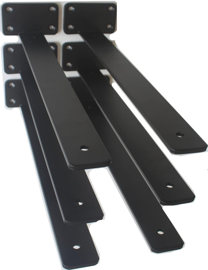 6 Pack - 16 inch Black Hidden L Shelf Bracket (1/5 Inch Thicked) Iron Floating Shelf Brackets Rustic Industrial Metal Brackets for Shelf Support