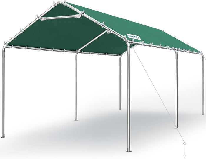 Quictent 10x20 ft Heavy Duty Carport Canopy Galvanized Car Tent Outdoor Garage Boat Shelter with Reinforced Structure, No Sidewall, Green