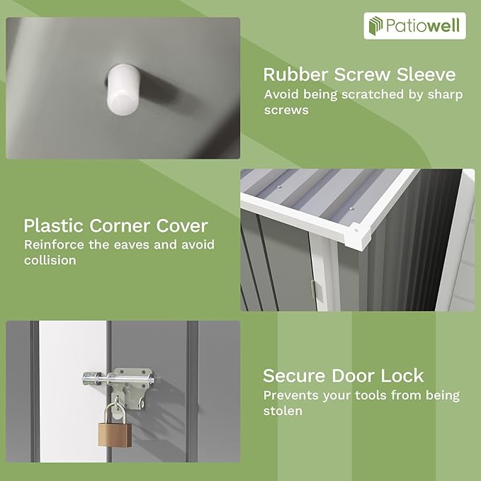 Patiowell 3 x 3 FT Outdoor Storage Shed, Small Garden Tool Storage Shed