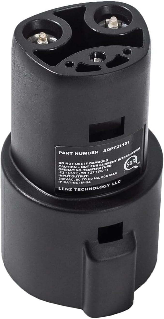 LENZ J1772 Charging Adapter for Tesla Model 3, and Cybertruck, Safety Certified