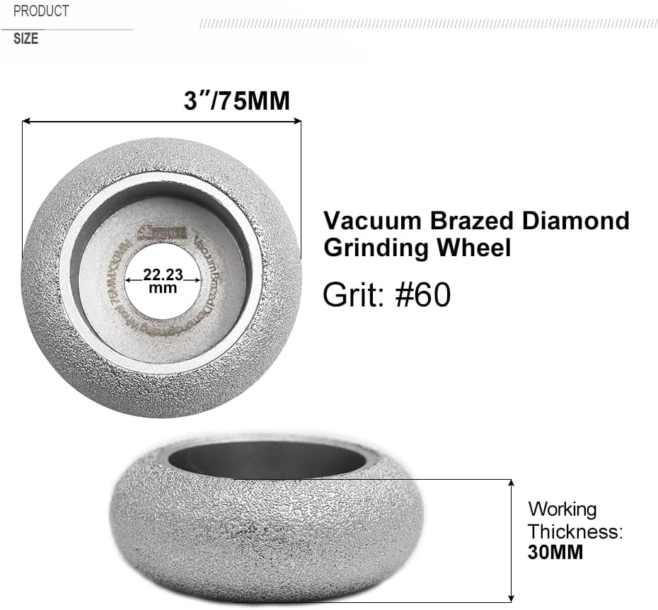 SHDIATOOL 3 Inch Profile Hand Diamond Wheel Height 30mm Convex Curve Edge Gri...