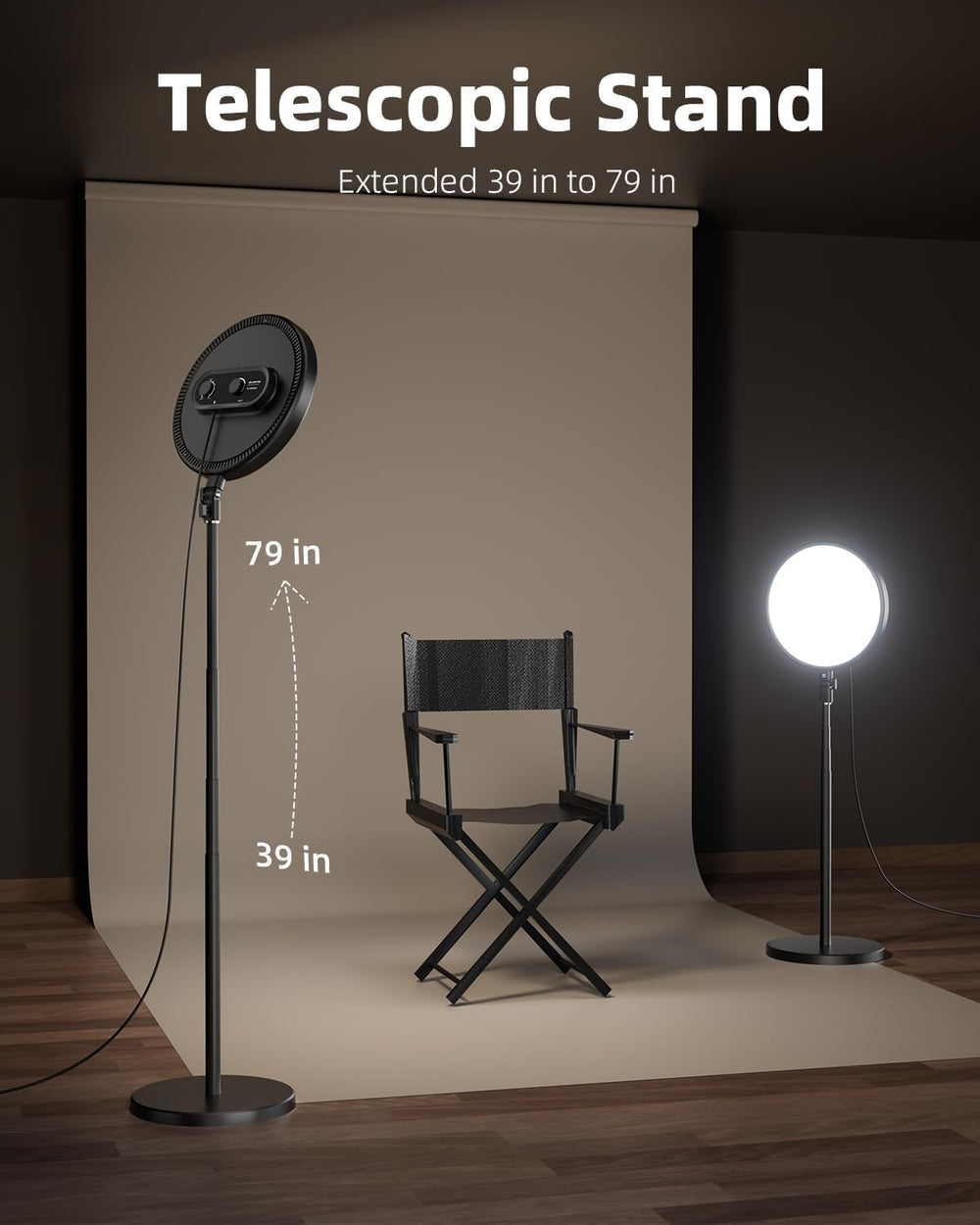 Weilisi Large Ring Light with 79" Stand, 6500K Professional Full-Screen ...