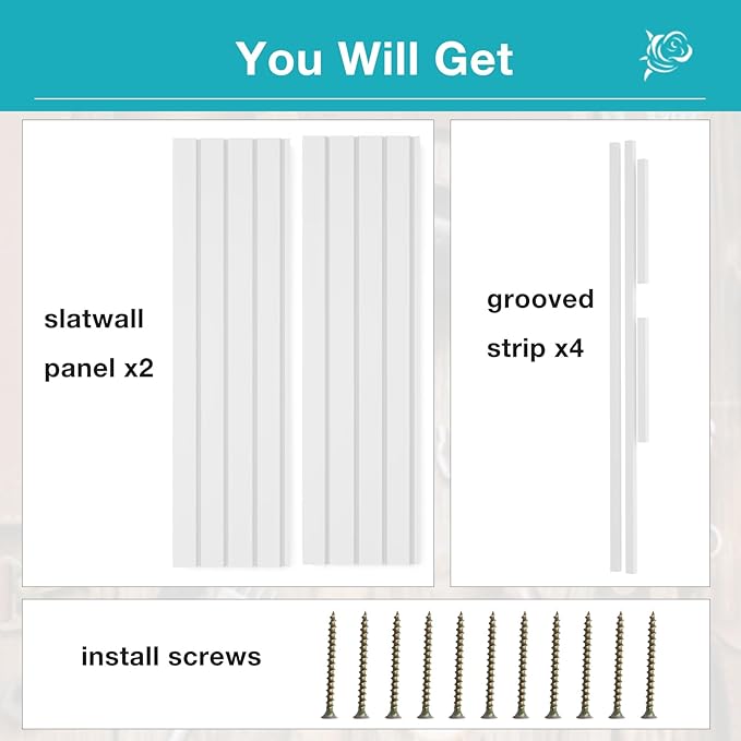 NeatiEase Slatwall Panel Wall Storage Systems, 2 x 4ft Slat Wall Paneling