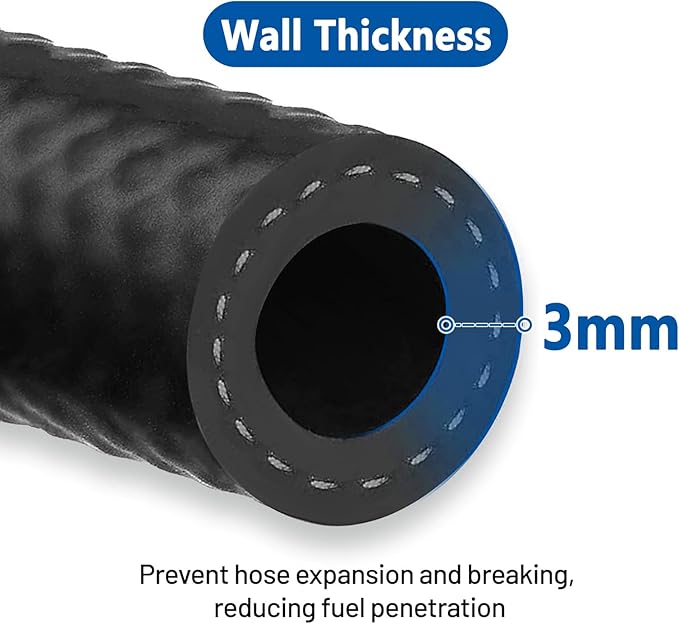 LokoCar Rubber Fuel Hose Line Push Lock 3/16" ID SAE 30R7 NBR 25ft 300PS...