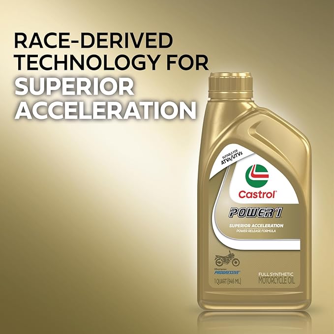 Castrol Power1 4T 10W-40 Full Synthetic Motorcycle Oil, 1 Quart (Pack of 6)