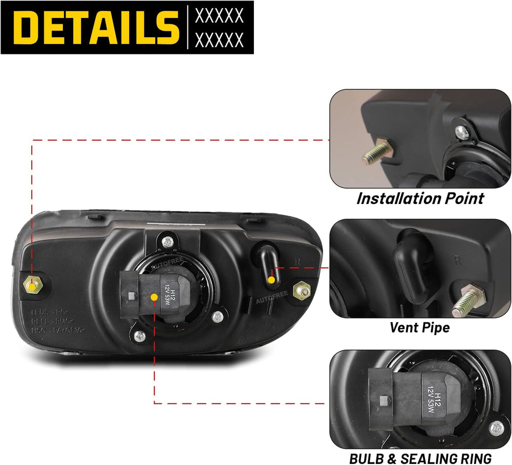 Fog Lights Assembly for JEEP Grand Cherokee 1999-2003 with Bulbs H12 12V53W
