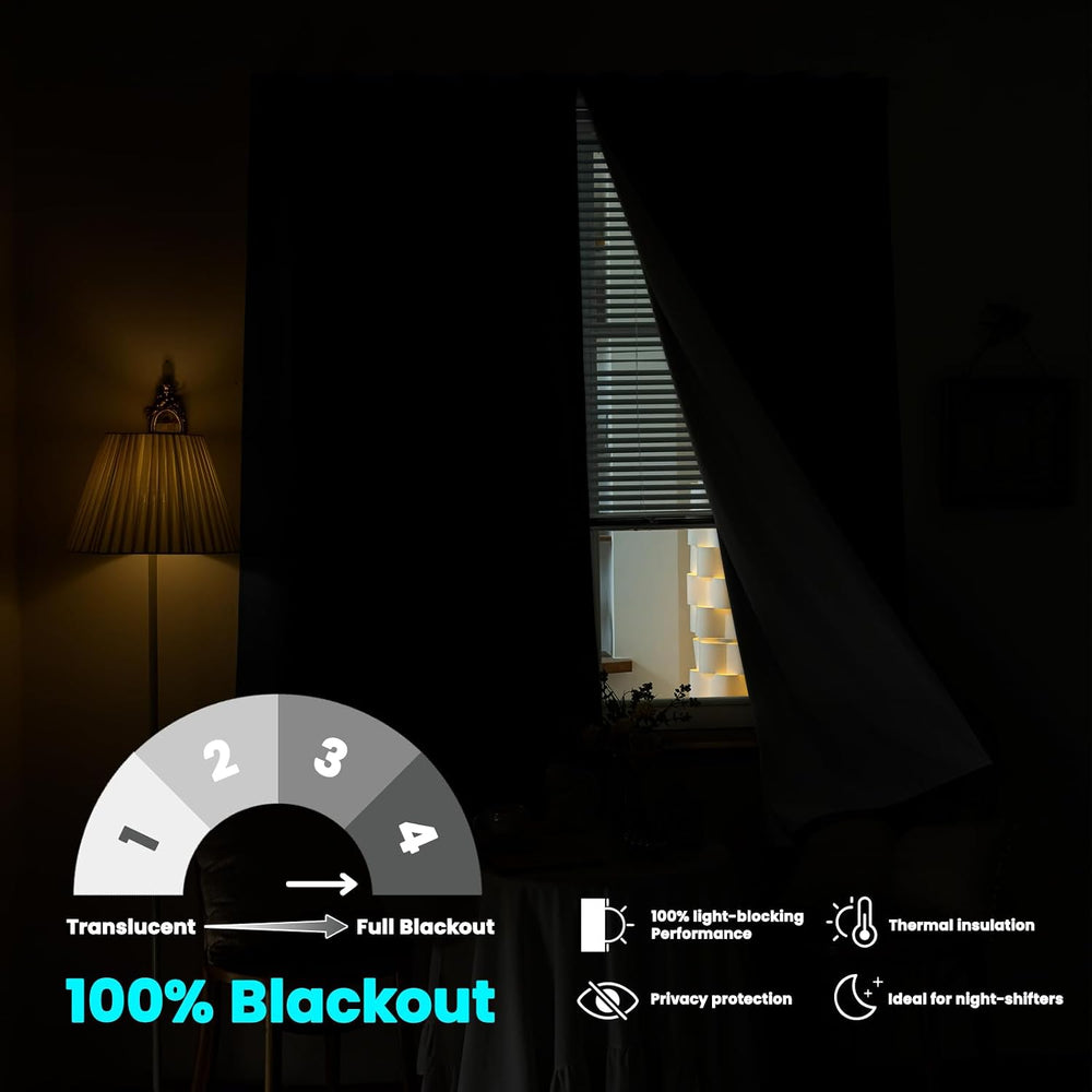 100% Blackout Adhesive Blackout Curtains- Self Stick Shades Window Blinds Cur...