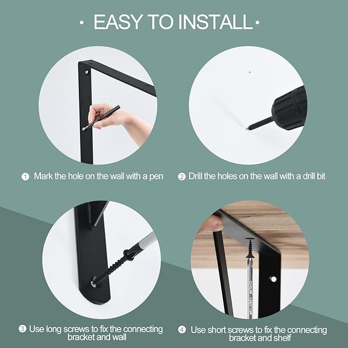 16 Pack L20 x H 12" Black Heavy Duty Shelf Brackets