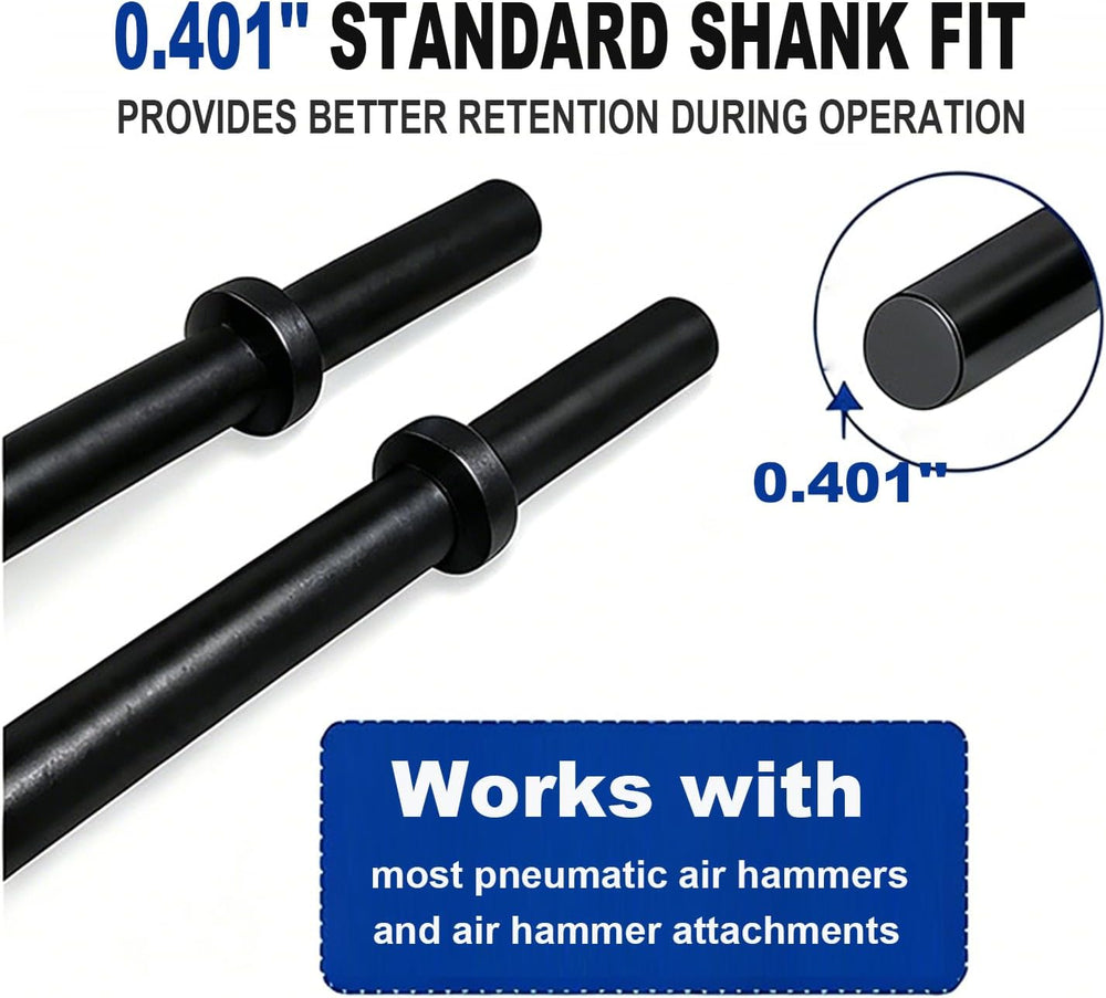 Air Hammer Chisel Bit Set, 18 Inch 3/4 Inch Wide Flat and Point Pneumatic Col...