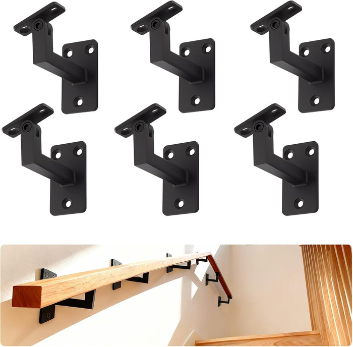 6 Pack Black handrail Brackets for Stairs,Black Rustproof