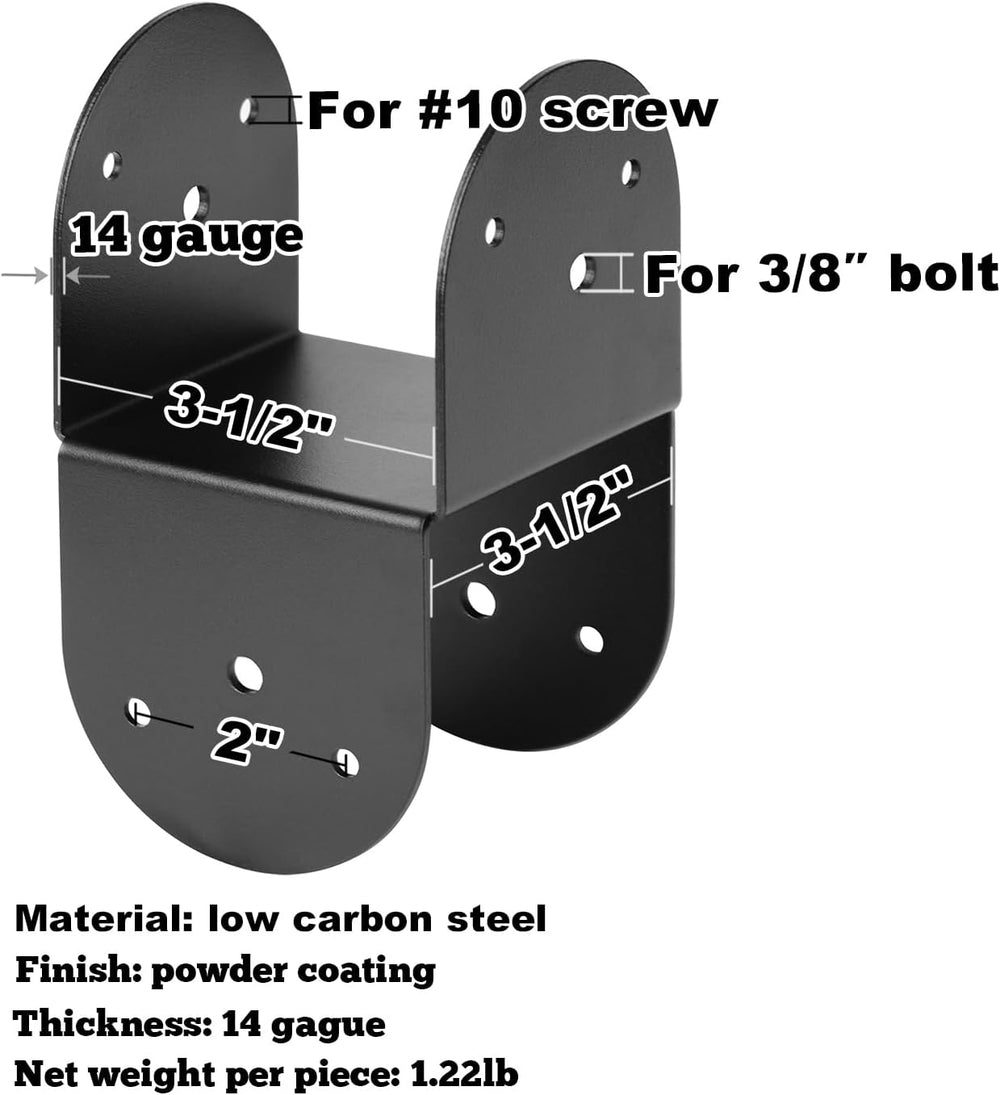 GBGS 4 Pack 4x4 Post Connector,14 Gauge,Black