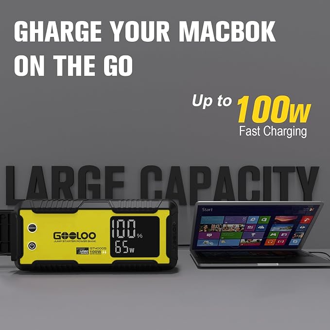 GOOLOO GT4000S Jump Starter 4000A Car Jumper Starter, 100W Fast-Charging