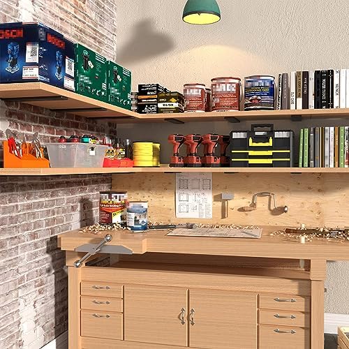 Goovilla Shelf Bracket, Floating Shelf Brackets 12 inch Long, 6 Pack, Black