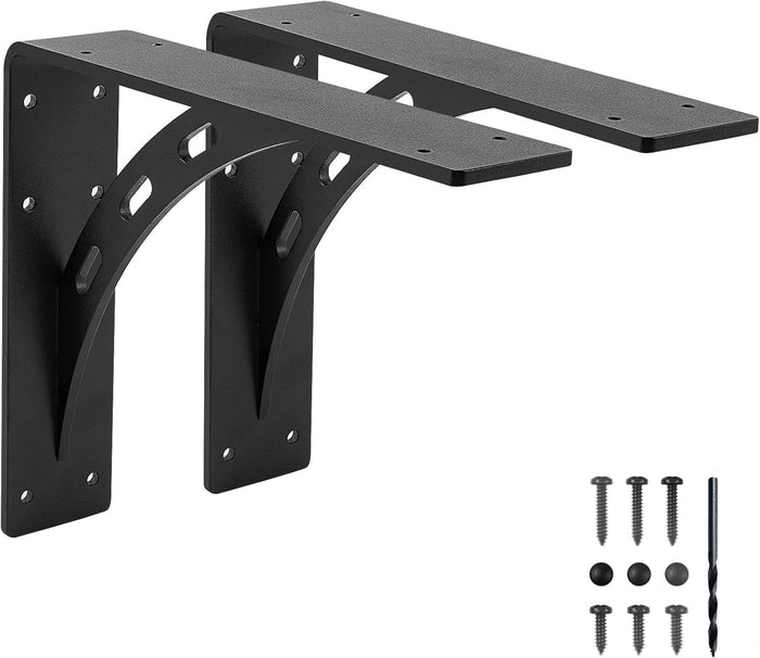 12"x10"x2.5" Heavy Duty Shelf Brackets, Max Load 1100 LBS, Premium Alloy Metal Mantel Support (Set of 2) - Countertop Support - (12 inch x 10 inch)