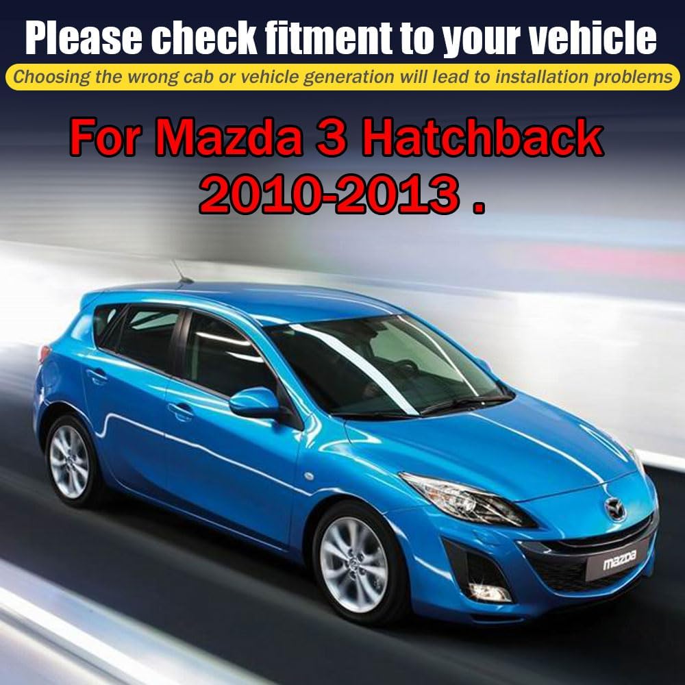 Rain Guards for Mazda 3 Hatchback 2010-2013, Tape-on Side Window Deflectors f...