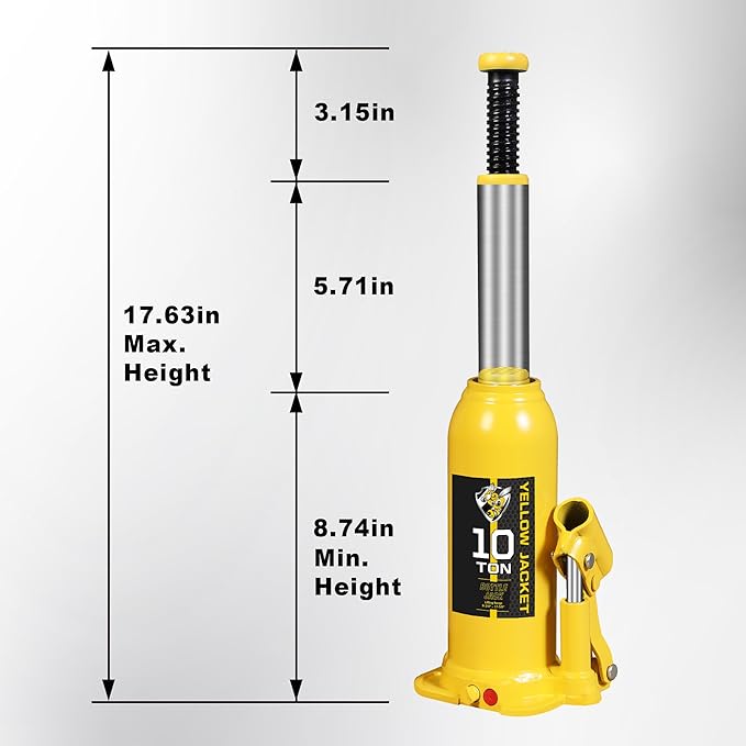 YELLOW JACKET 10 Ton Muti-Directional Welded Bottle Jack, Horizontal Bottle