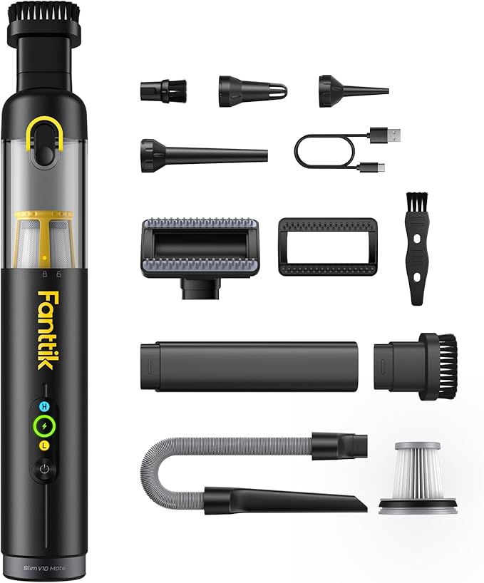 Fanttik Slim V10 Mate Cordless Car Vacuum, 4-in-1 Portable Mini Handheld Vacuum