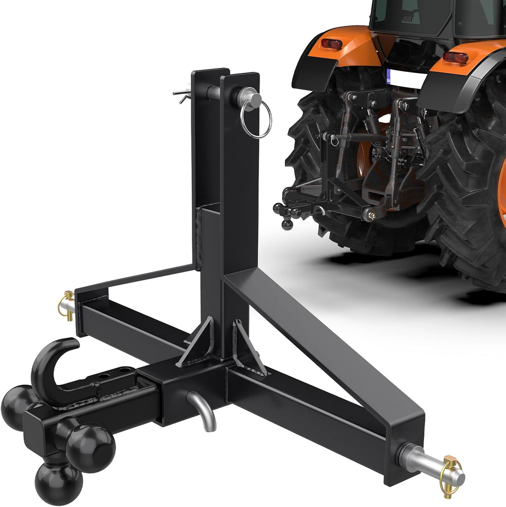 3 Point Trailer Hitch with 2' Receiver&Ball Hitch for Cat.1 Tractors ...