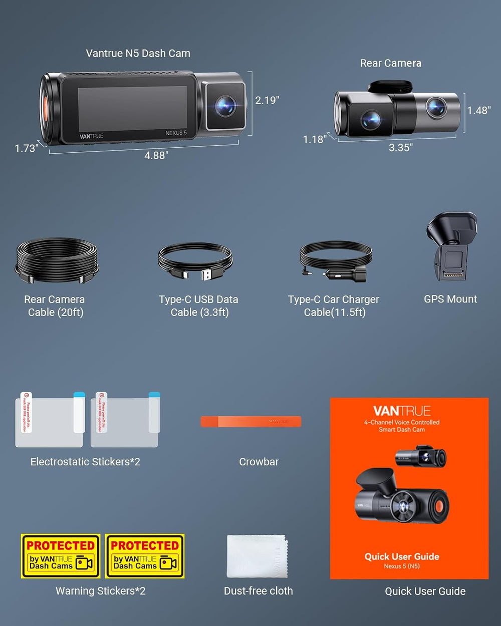 Vantrue N5 4 Channel WiFi 360° All Sides Dash Cam